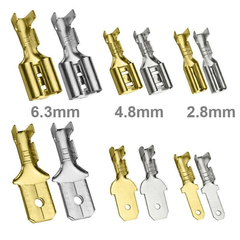 2.8/4.8/6.3mm Spade Terminals Male Female Brass Crimp Electrical Wire Connectors