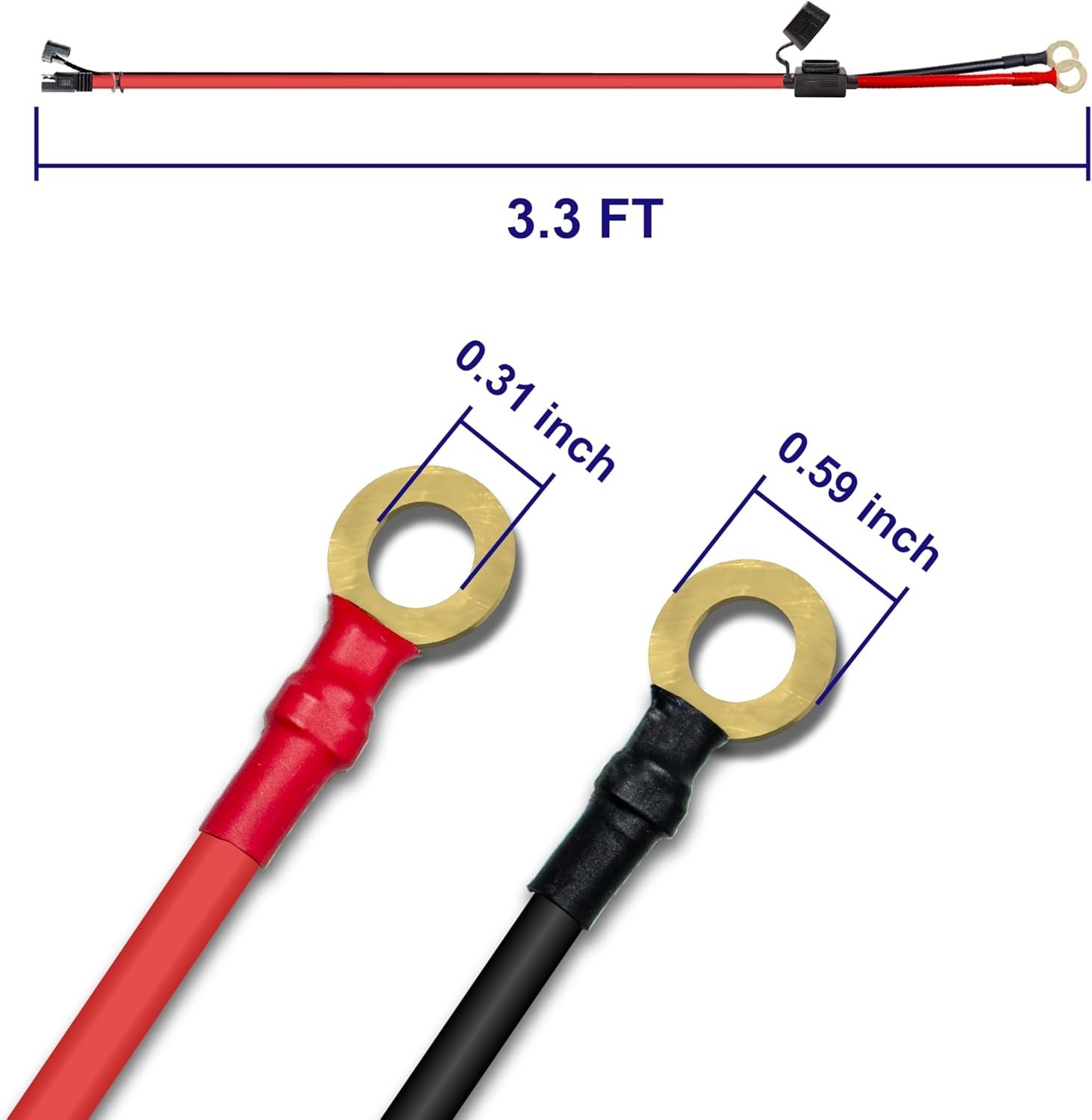 10AWG 3.3FT Charger Cable, SAE to O Ring Terminal Quick Disconnect Harness, 2…