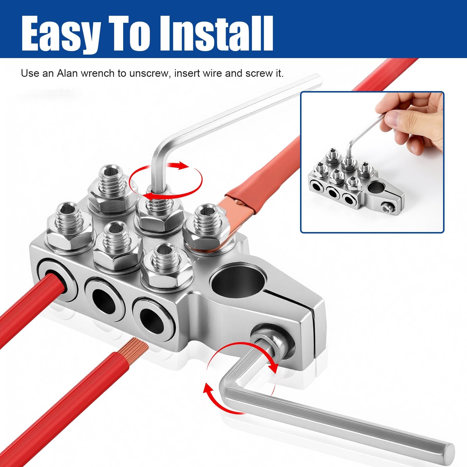 12Way Battery Terminal Connectors 8AWG To 4/0XL AWG 1 Pair For SAE/DIN/EN