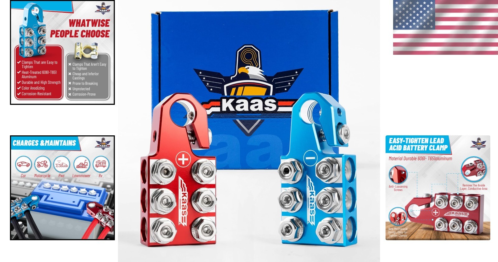 Versatile Battery Terminal Connectors for Lead-Acid Batteries, 8AWG to 4/0 AWG
