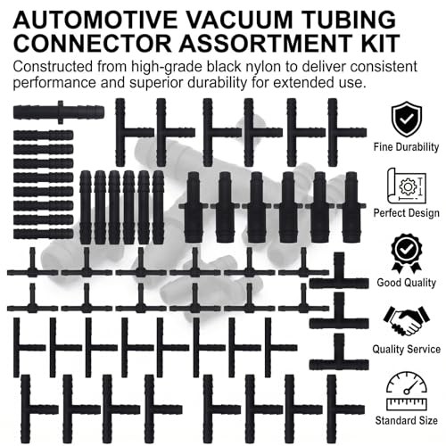 113 PCS Vacuum Connector Assortment, 12 Sizes Heat Resistant 240℃ (460℉) Nylon