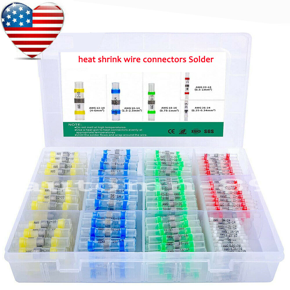 500/50pcs Waterproof Heat Shrink Solder Seal Butt Wire Connectors Terminals set