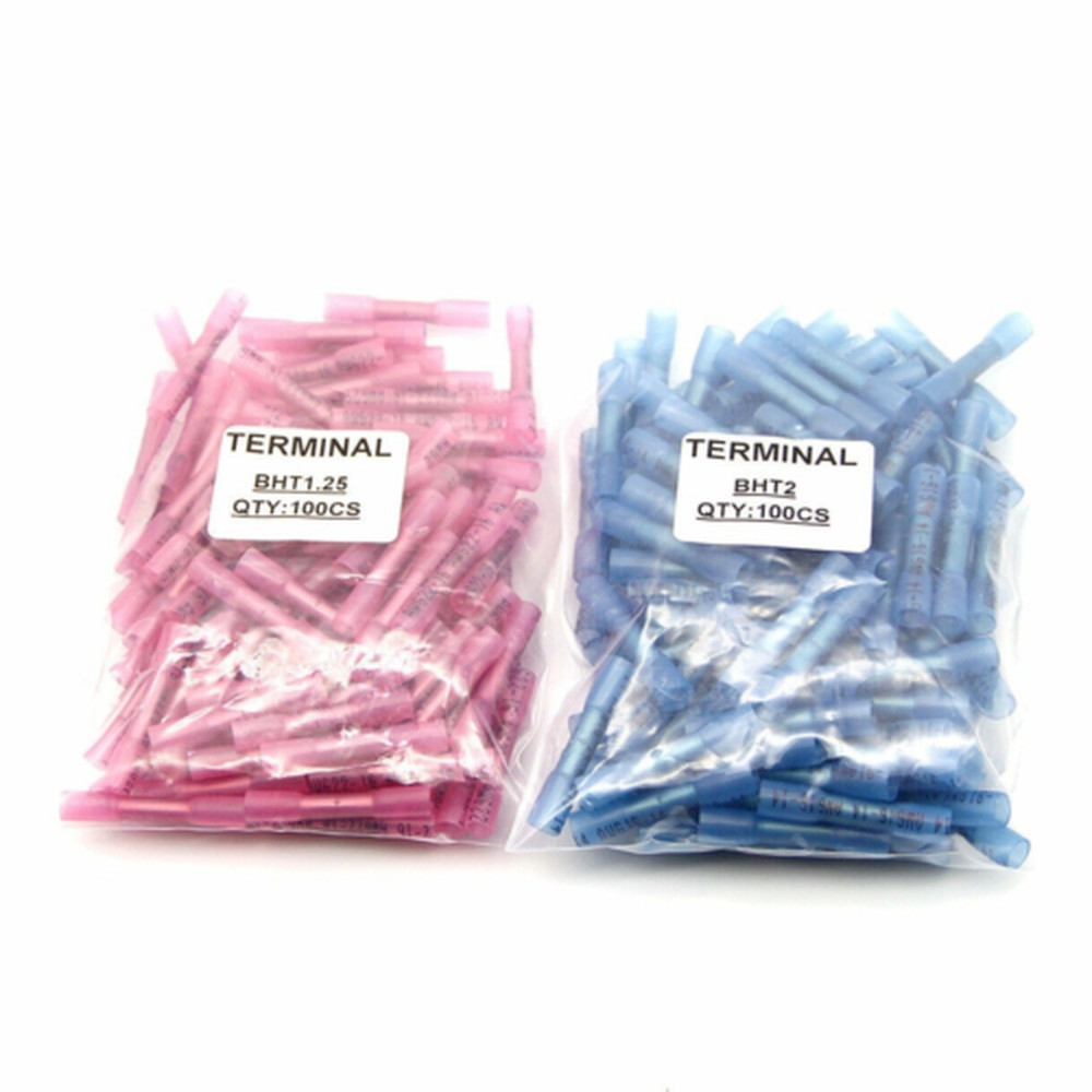 400/200PCS Heat Shrink Butt Wire Splice Connectors Crimp Terminals Kit 22-14AWG