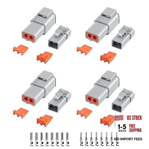 32 PCS Deutsch DTP Connector Kit 2 Pin Automotive Waterproof 2Pin-4 Set