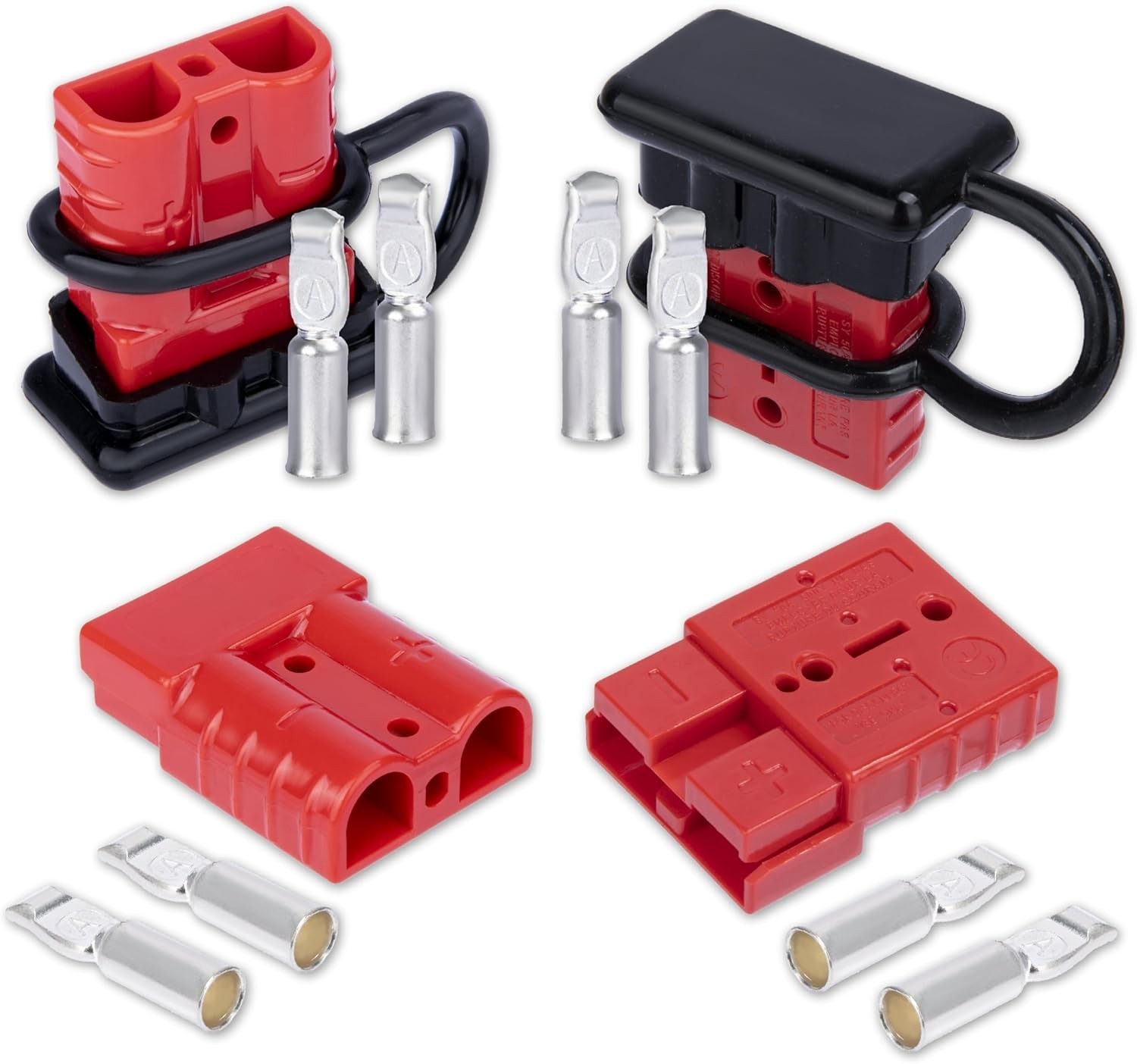 50 Amp Anderson Connector Set – Quick Disconnect for 6-12 Gauge Cables, 4 Pack