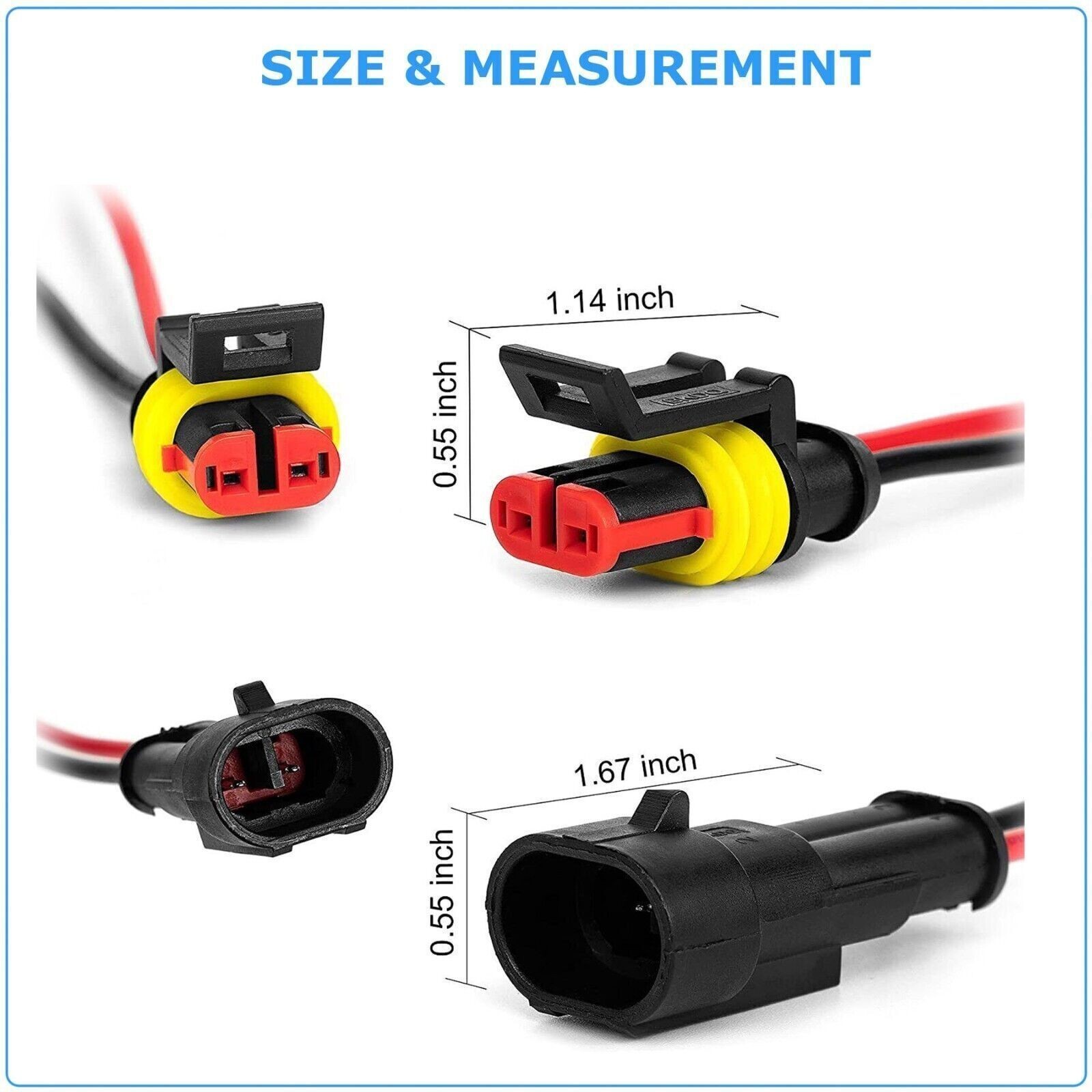 2-10SET Car Electrical Wire Cable Connector Male Female 2Pin Plug Kit Waterproof