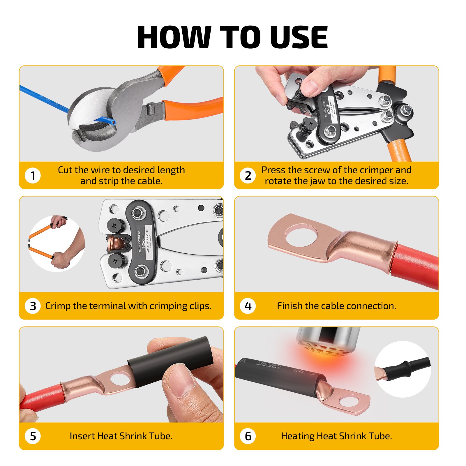 245PCS Battery Cable Tool Set with Crimper Pliers Copper Lugs for Automotive