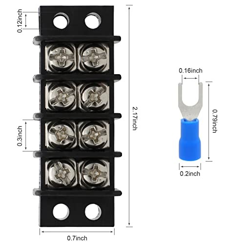 Terminal Block,2 Pack 20-30A 200v-450v Dual Row Screw 20 Amps 4 Circuits