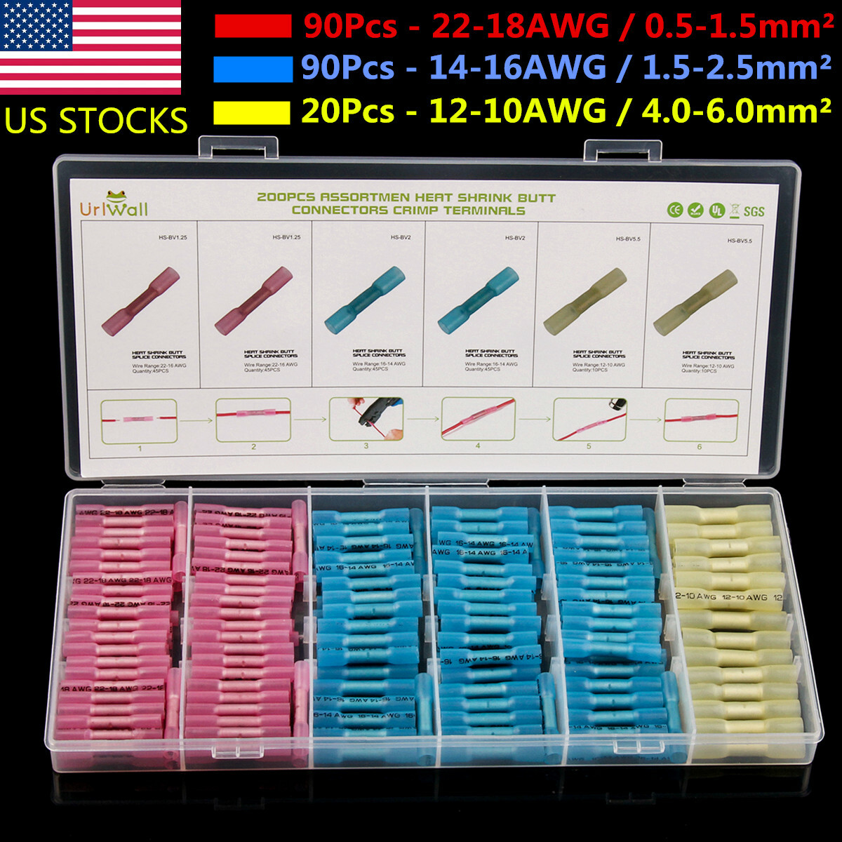 200x Assortment Heat Shrink Wire Connectors Electrical Terminals Crimp Seal US