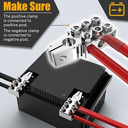 12-Way Battery Terminal Connectors Clamps, 8AWG to 4/0 AWG, Positive & Negative