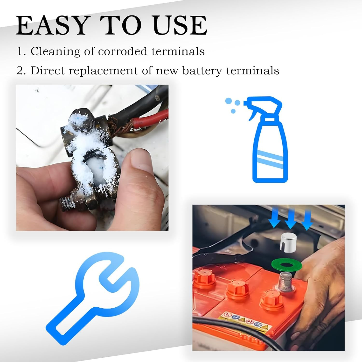 10PCS Battery Post Shims with 12PCS Felt Washers,Battery Terminal Shim