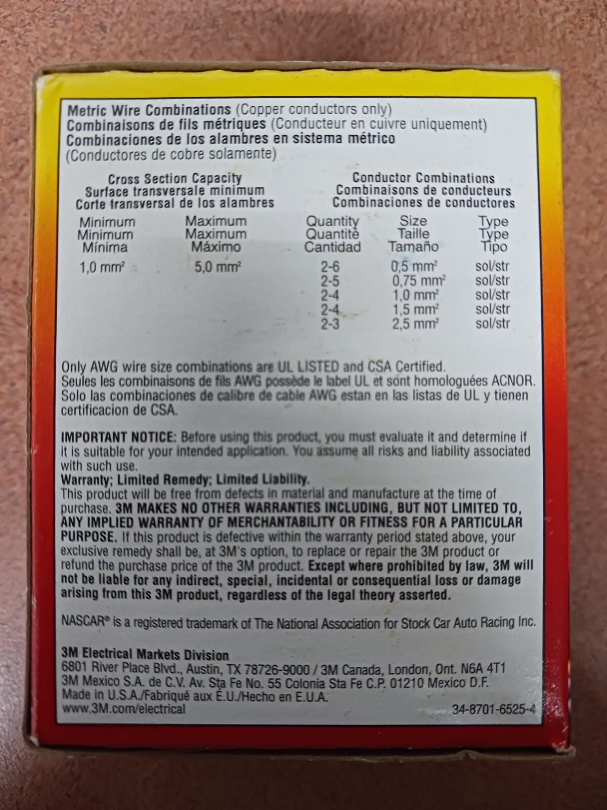 3M 054007-43152 TWIST-ON WIRE CONNECTOR O/B+, 2-#22~3-#12 AWG (Box/100)