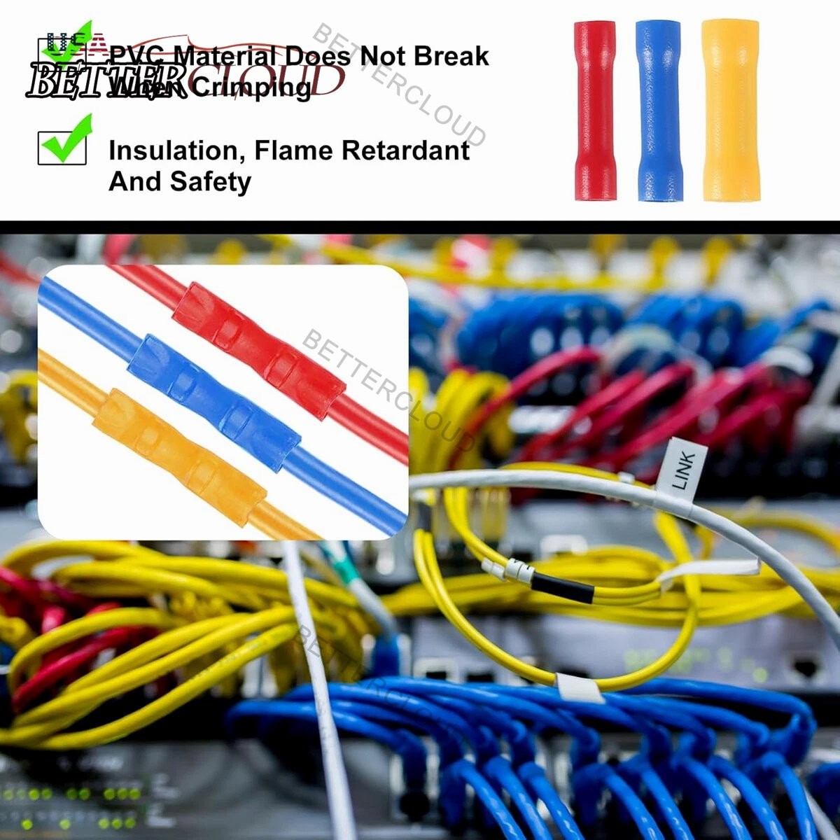 1000Pcs 12-10 Gauge Insulated Butt Wire Connectors Crimp Splice Terminals Yellow