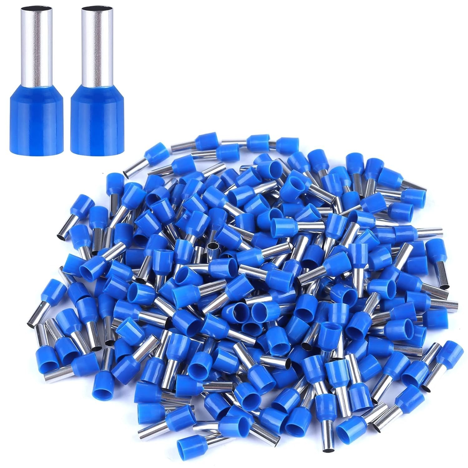 200PCS AWG 6 Wire Ferrules 16mm² Insulated Copper Crimp Terminals Blue