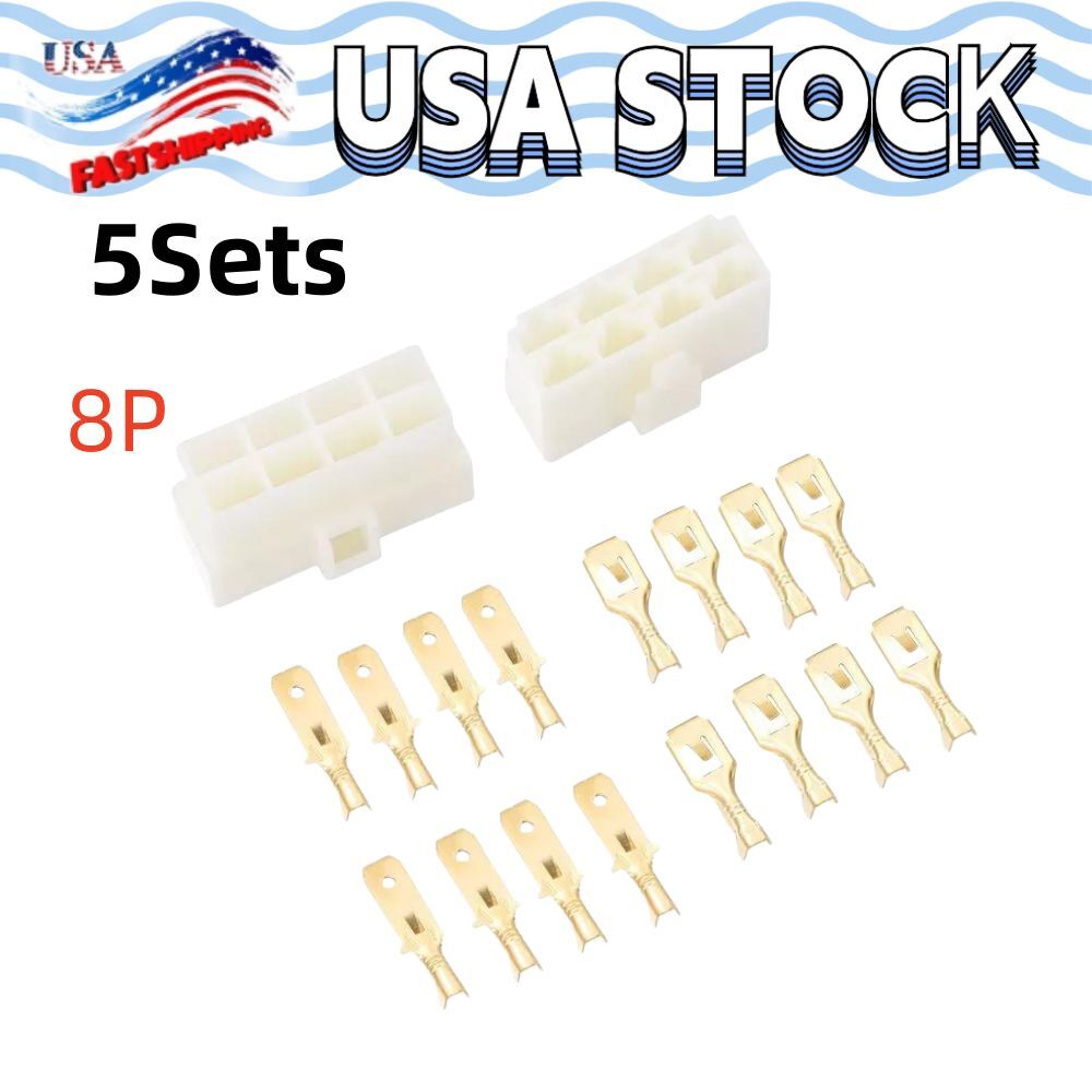 8Pin Terminal Plug Kits Car Connector Automotive Electrical wire 6.3mm 5Sets