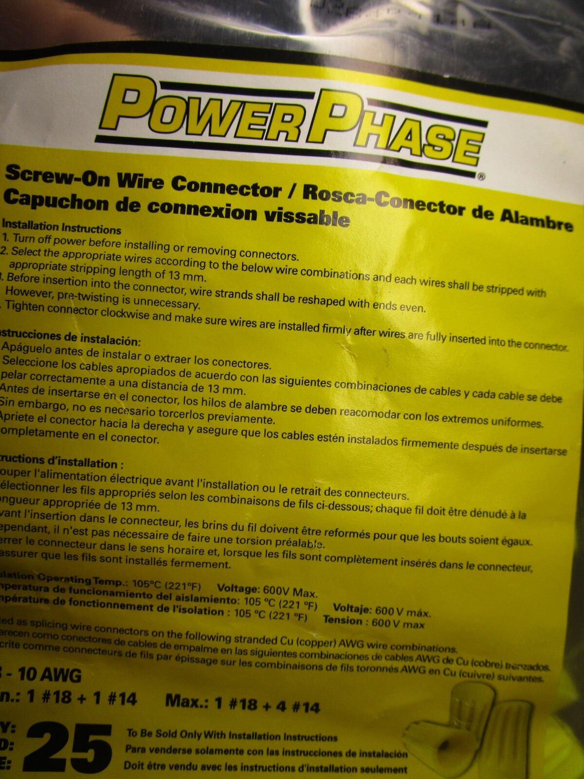 (50) 18-10 AWG Yellow Power Phase® Twist-On Wire Connector