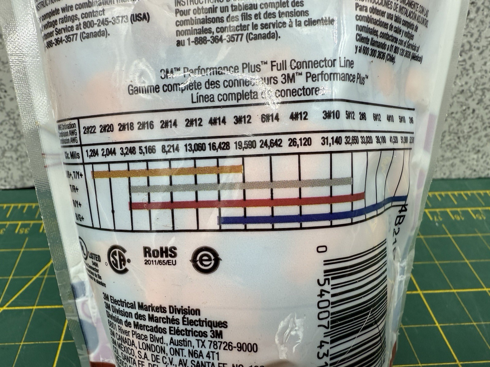 3M 054007-43152 TWIST-ON WIRE CONNECTOR O/B+, 2-#22~3-#12 AWG – Bag of 100