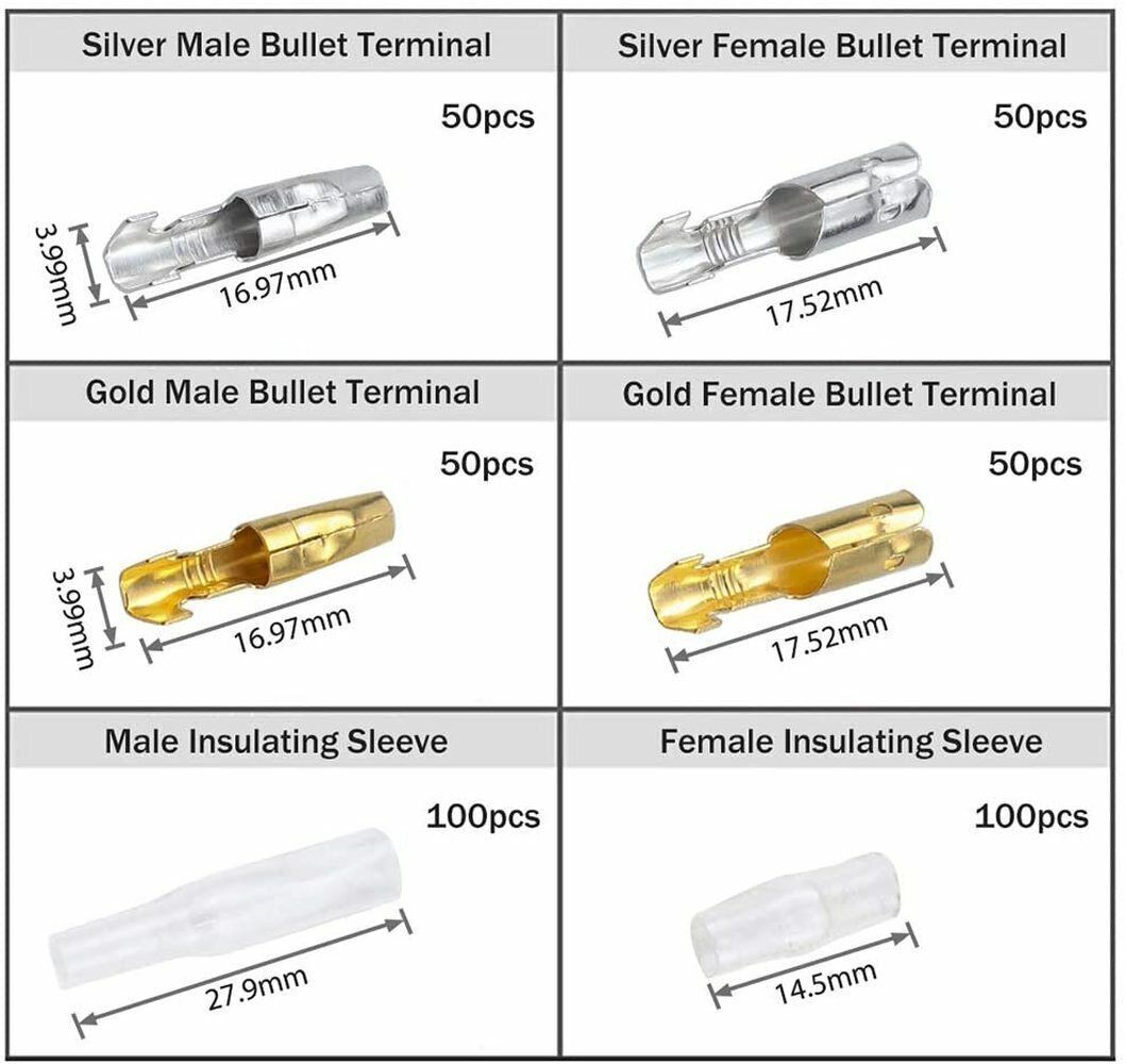 400/1200Pcs Male & Female Bullet Electrical Wire Connectors Crimp Terminals Kit