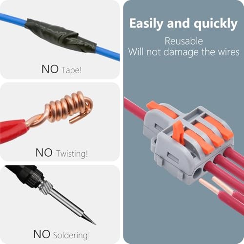 10Pcs Lever Wire Connectors, 1 in 4 Out DIY Mini Quick Terminal Block Compact