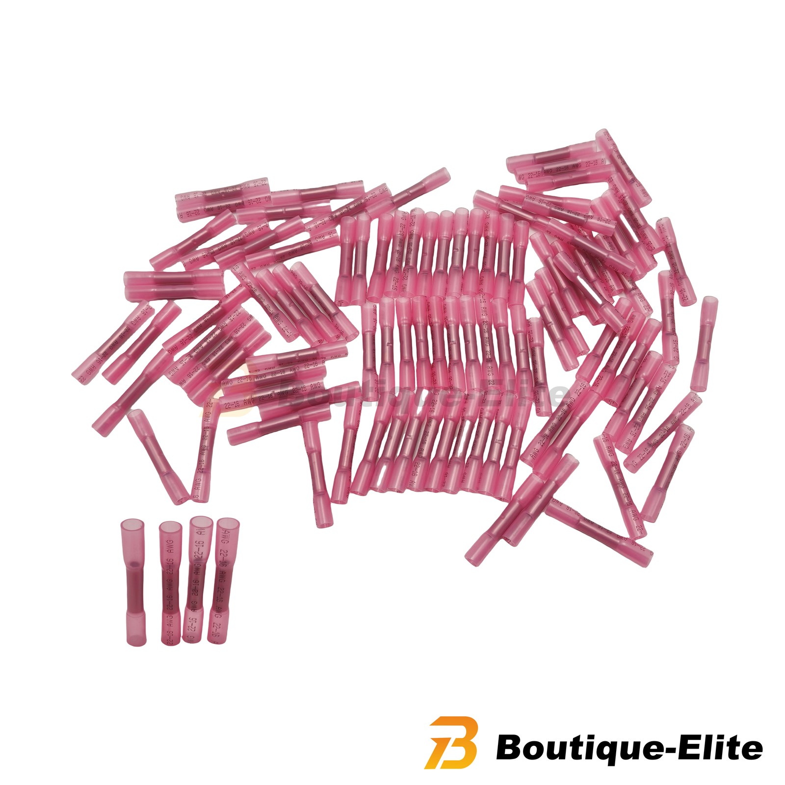 100PCS Heat Shrink Waterproof Wire Connectors For 22-16 AWG Butt Seal Terminals