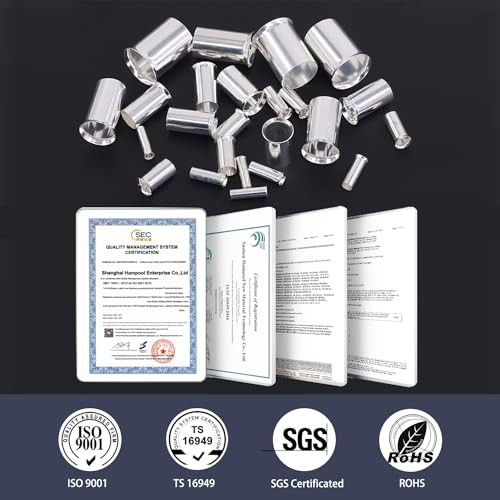 300pcs Wire Ferrules Kit 16-2/0 AWG Non-Insulated Pure Copper Crimp Terminals