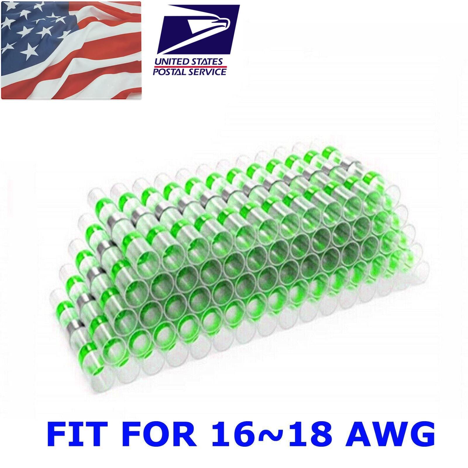 50-200X Solder Stick Seal Sleeve Heat Shrink Butt Wire Connectors AWG18-16 Green