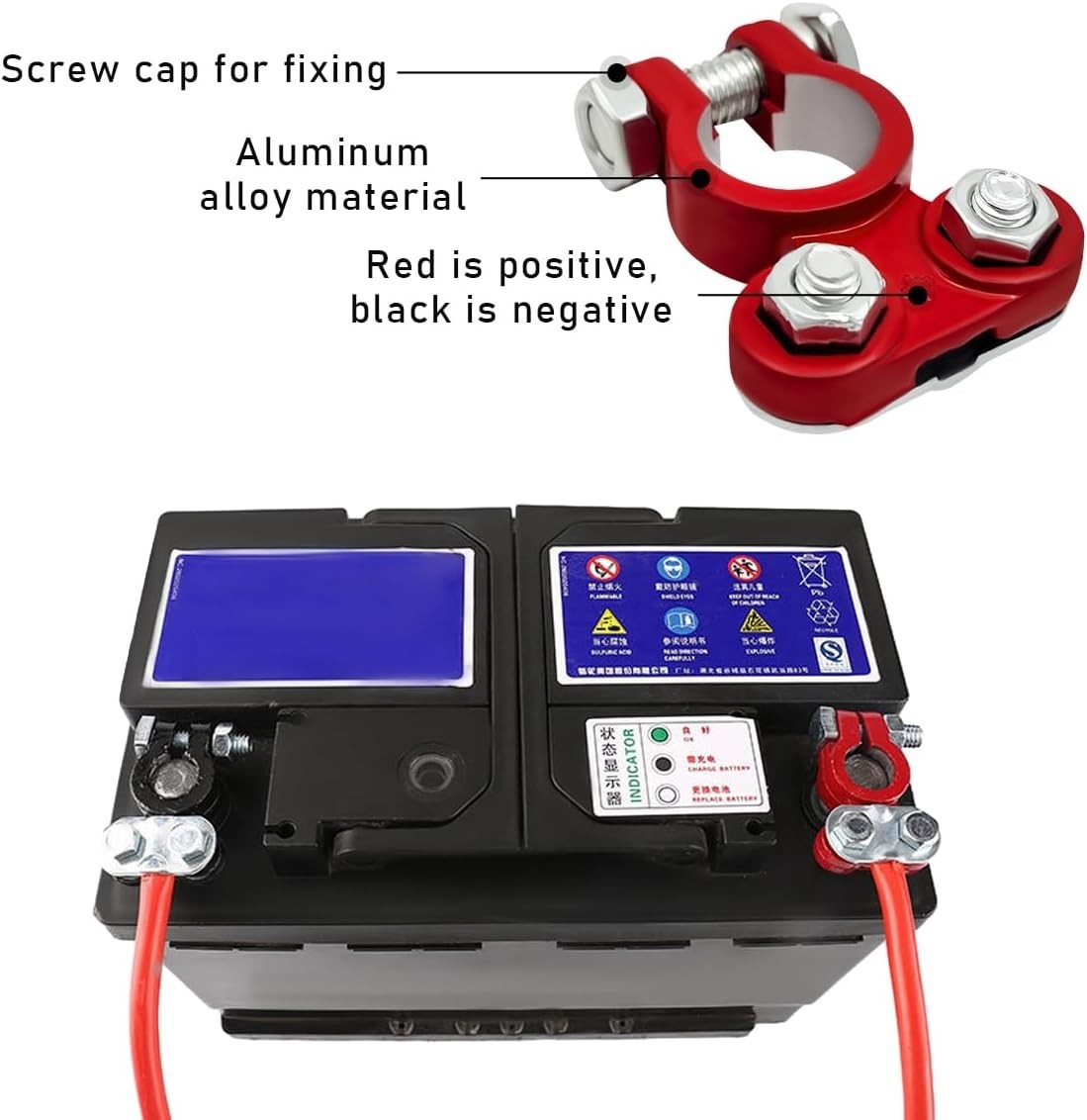 Corrosion-Resistant Aluminum Battery Terminals with Adjustable Ends – 2 PCS Set