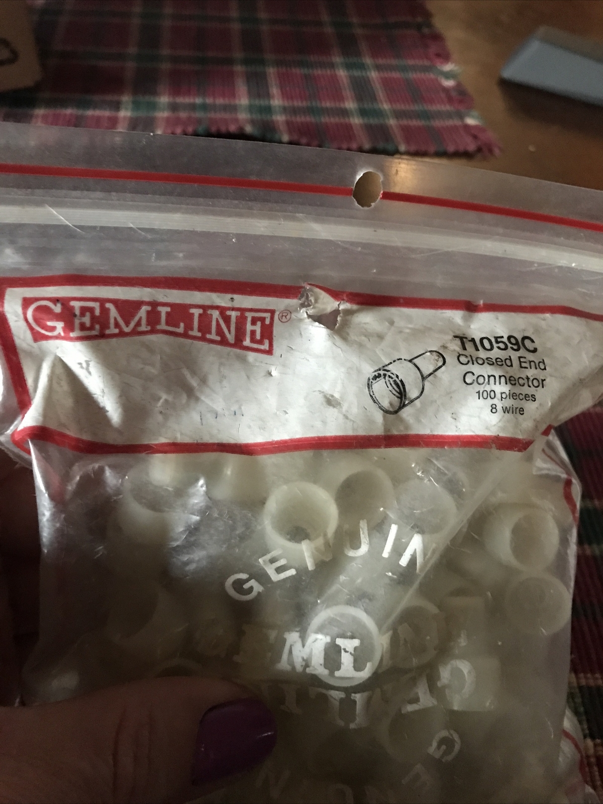 100 NOS Gemline T1059C Insulated Closed End Terminal Connector for #8 Wire