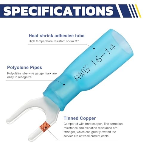330PCS Heat Shrink Fork Terminals, 22-10 AWG, #10, 3Colors | #10 330PCS Kit