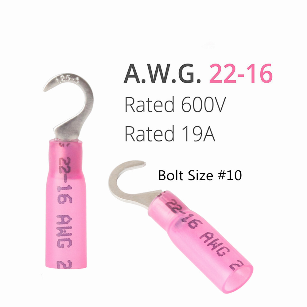 Waterproof Heat Shrink Electrical Wire Hook Type Terminal AWG 22-10 Connectors