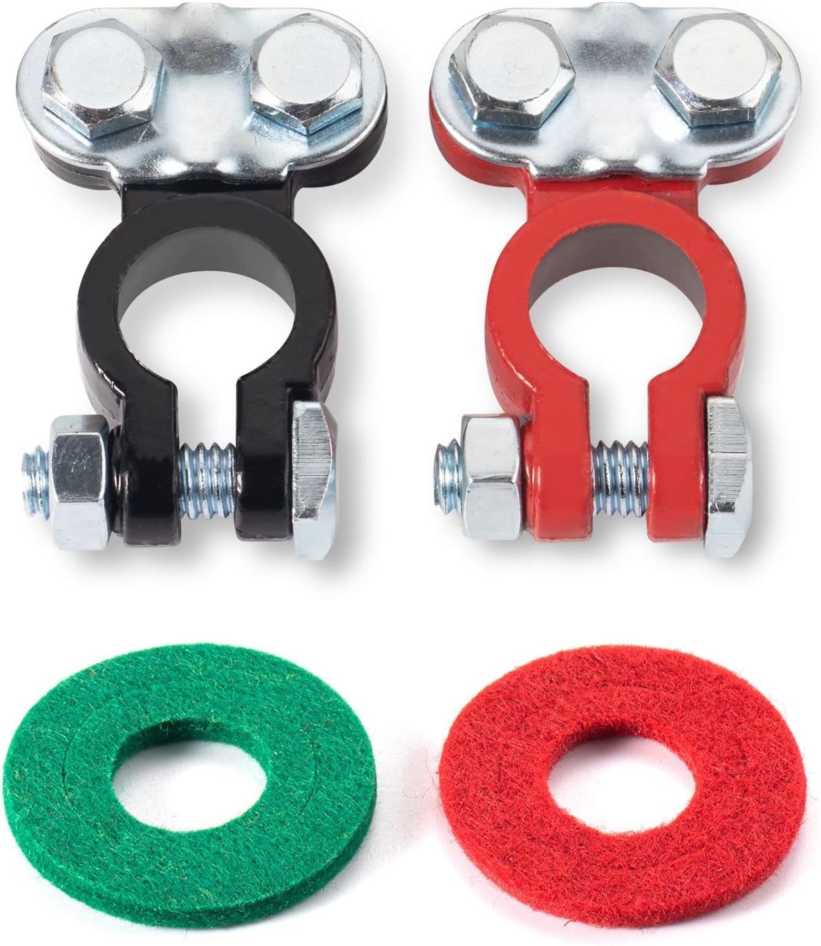 Battery Terminals Set Compatible With Top Post Batteries 12V Red Black Clamp