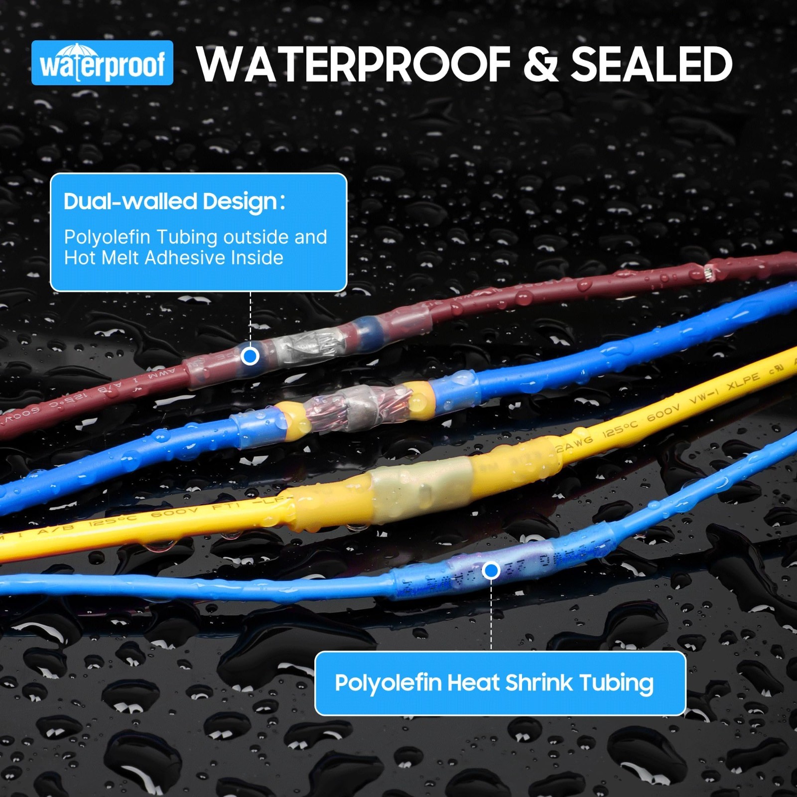 500PCS Waterproof Heat Shrink Wire Connectors Kit – Solder Seal, Crimp, Butt, Ri