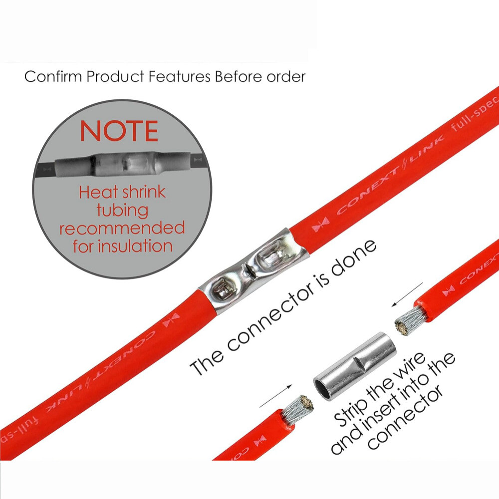 300PCS Tinned Copper 10-22AWG Non-Insulated Butt Connectors Splice Terminals