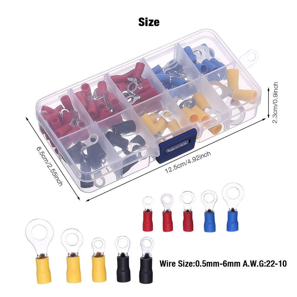 Insulated Electrical Wire Splice Terminal Spade/Crimp/O Ring Connector Kit USA