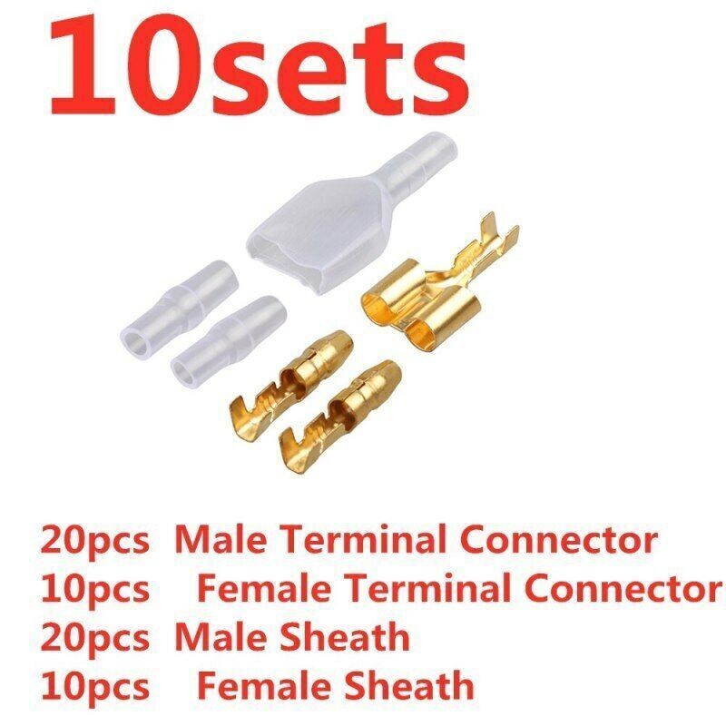 10 Sets 4.0mm Bullet Male Female Double Motorcycle Brass Wire Connector Terminal