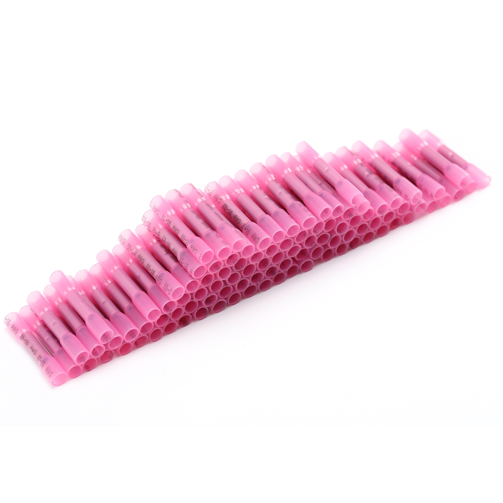 100Pcs 22-16AWG Red Heat Shrink Wire Butt Connectors Waterproof Splice Terminals