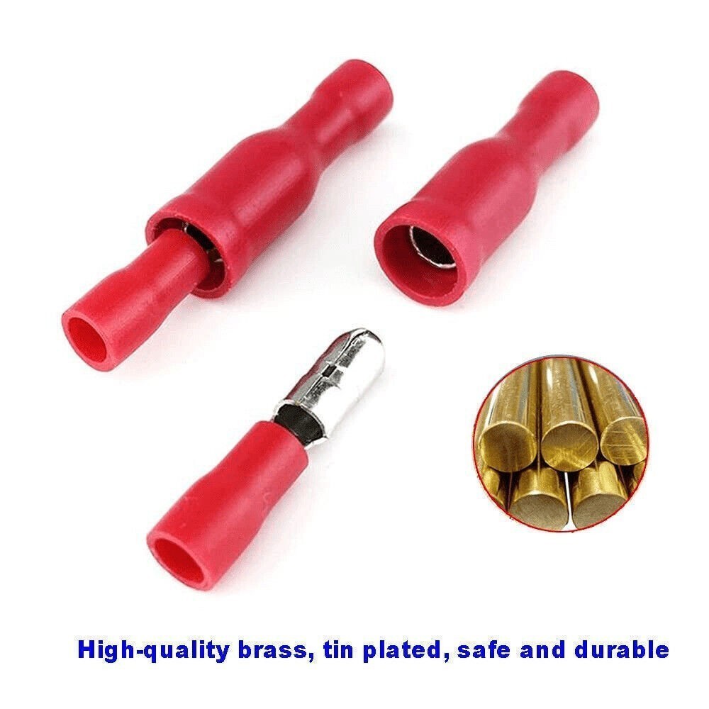 100X Insulated Crimp 22-16AWG Wire Splice Terminals Bullet Connector Male Female