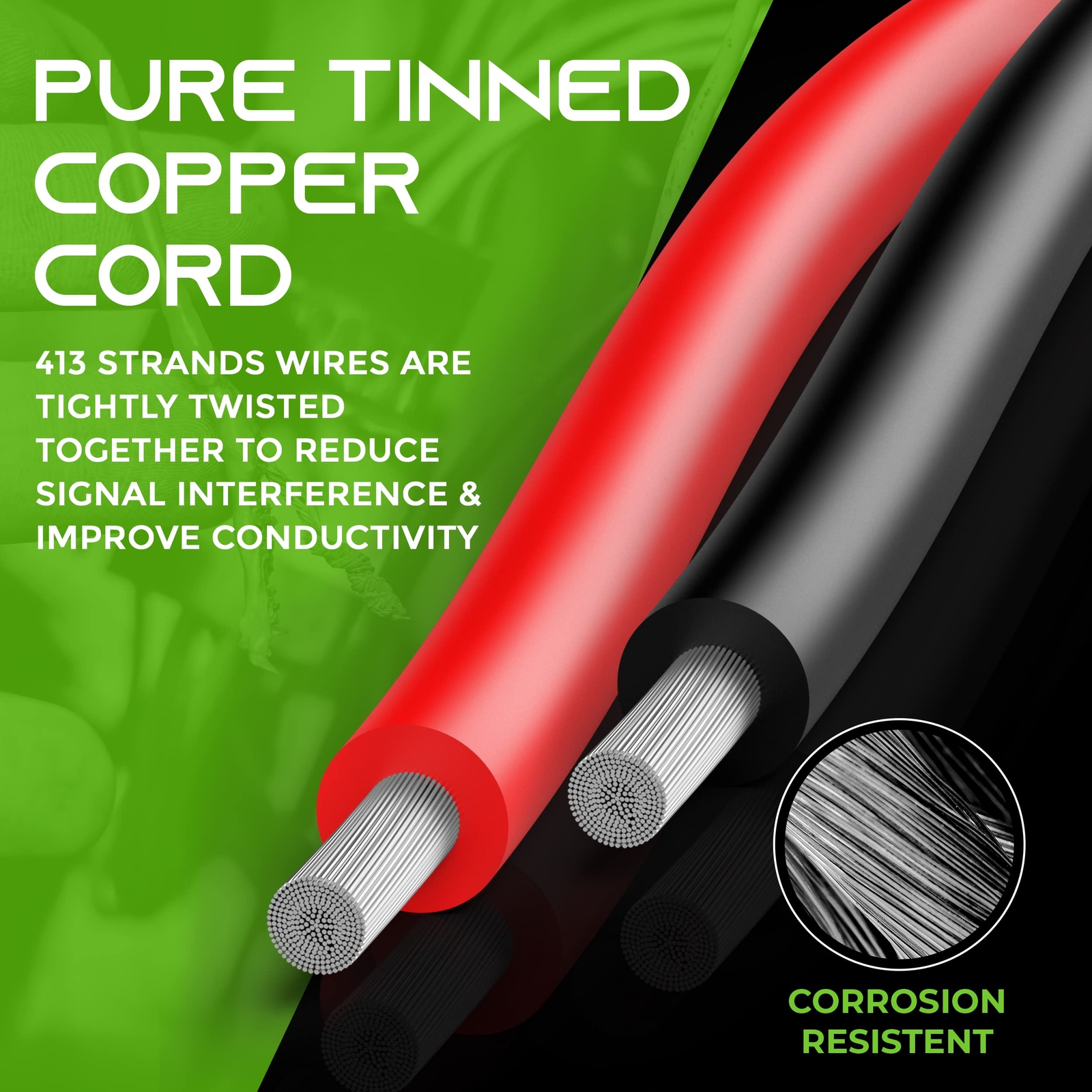 14 Gauge Silicone Wire 600V (Bonded Black/Red – 50 Feet) 14AWG Tinned, 14ga 50ft