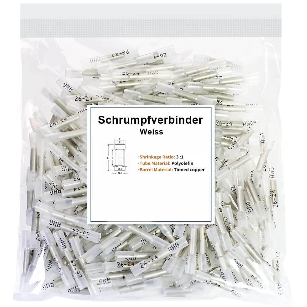 10-500pcs Waterproof Clear 26-22AWG Wire Terminals Heat Shrink Butt Connectors