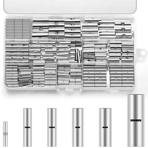 Tellegloww 600 Pcs Non Insulated Butt Connectors Kit Uninsulated Splice Wire