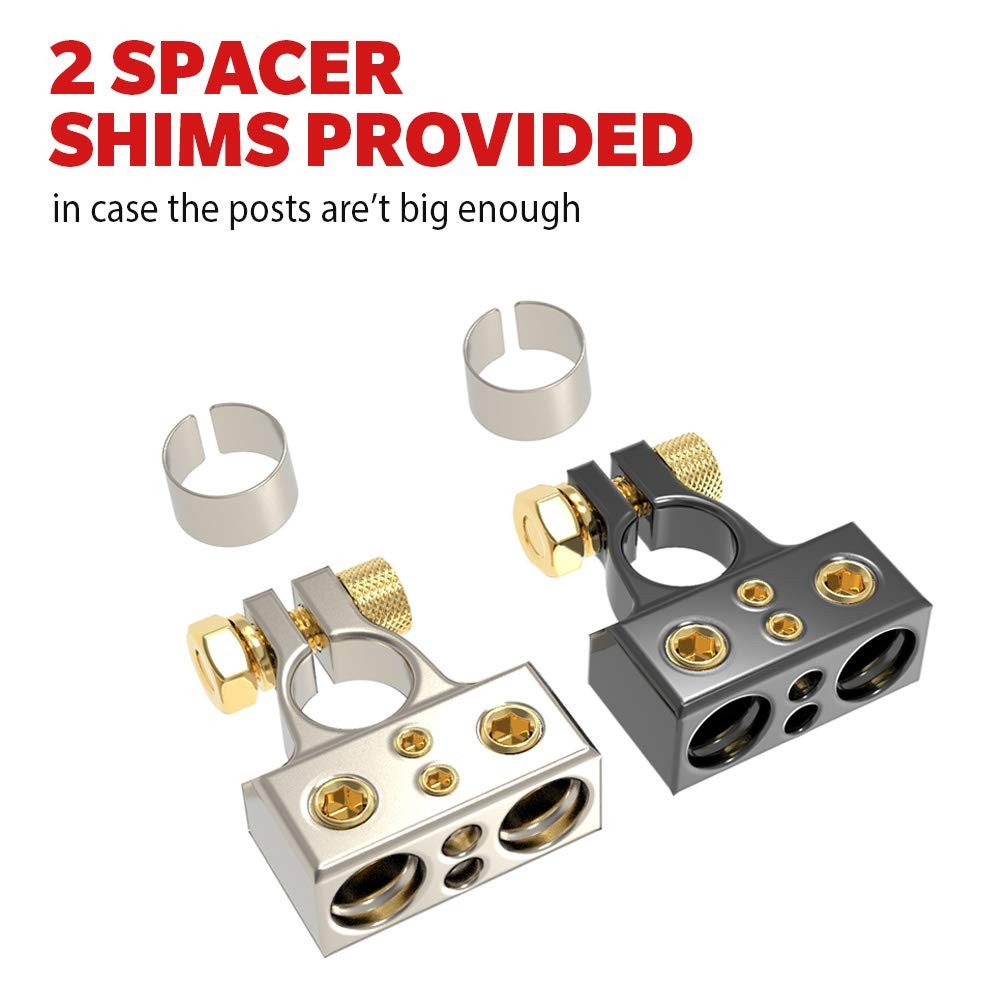 0/4/8/10 Gauge AWG Positive & Negative Car Battery Terminal Connectors with S…