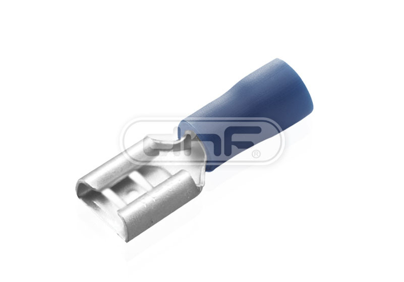 (100 PACK) BLUE VINYL 16-14 GAUGE FEMALE QUICK DISCONNECT WIRE CONNECTORS .250″