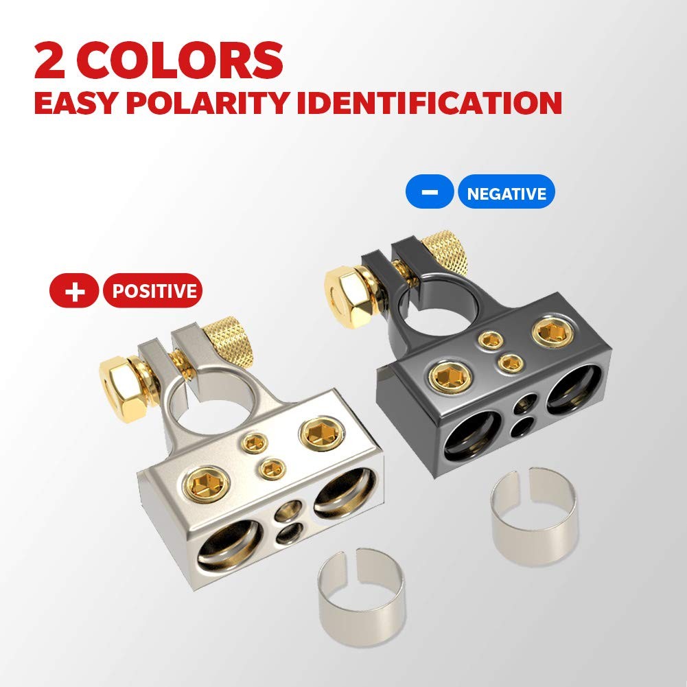 0/4/8/10 Gauge AWG Positive & Negative Car Battery Terminal Connectors with S…