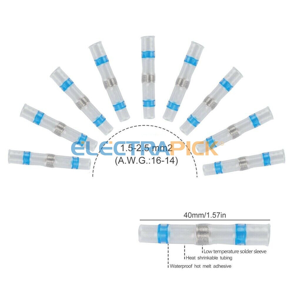 340 PCS Waterproof Solder Seal Sleeve Heat Shrink Butt Wire Connectors Terminals