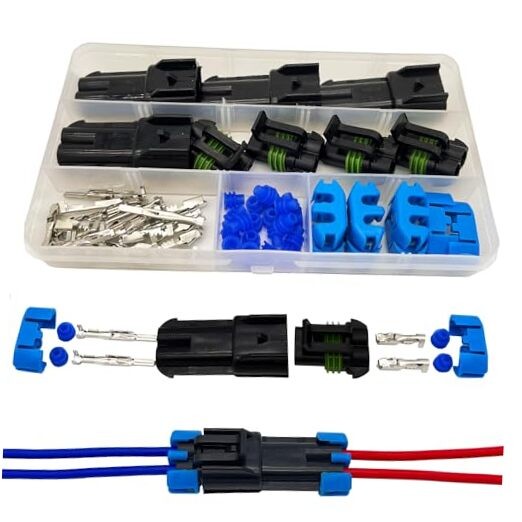 14-12 AWG 2 Pin Connector Weather Pack Connectors Kit 2 Wire 2pin/4kit/14-12AWG