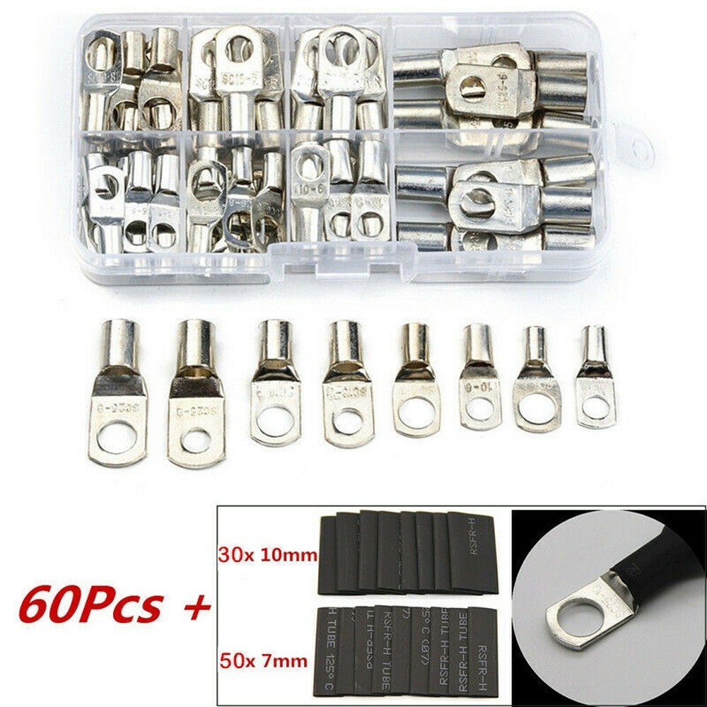 280PCS Copper Wire Ring Terminal Lug SC Battery Welding Bare Connectors Set Kits