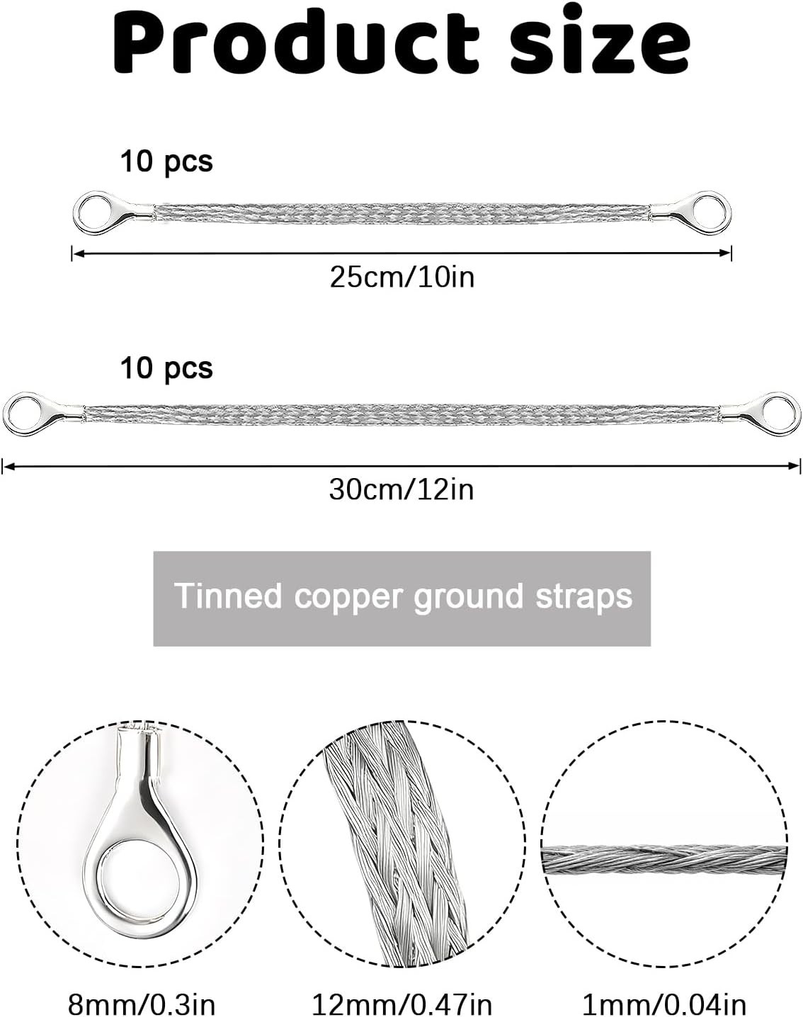 20 Pcs Ground Straps Automotive, 10/12 Inch Engine Universal Ground Strap Kit, B