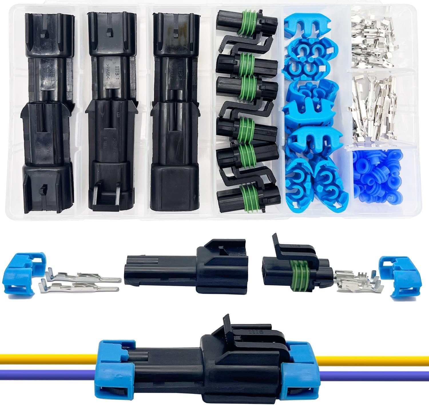 14-12 AWG 2 Pin Weather Pack Connector Kit – 2 Wire – 2Pin – 6 Pair