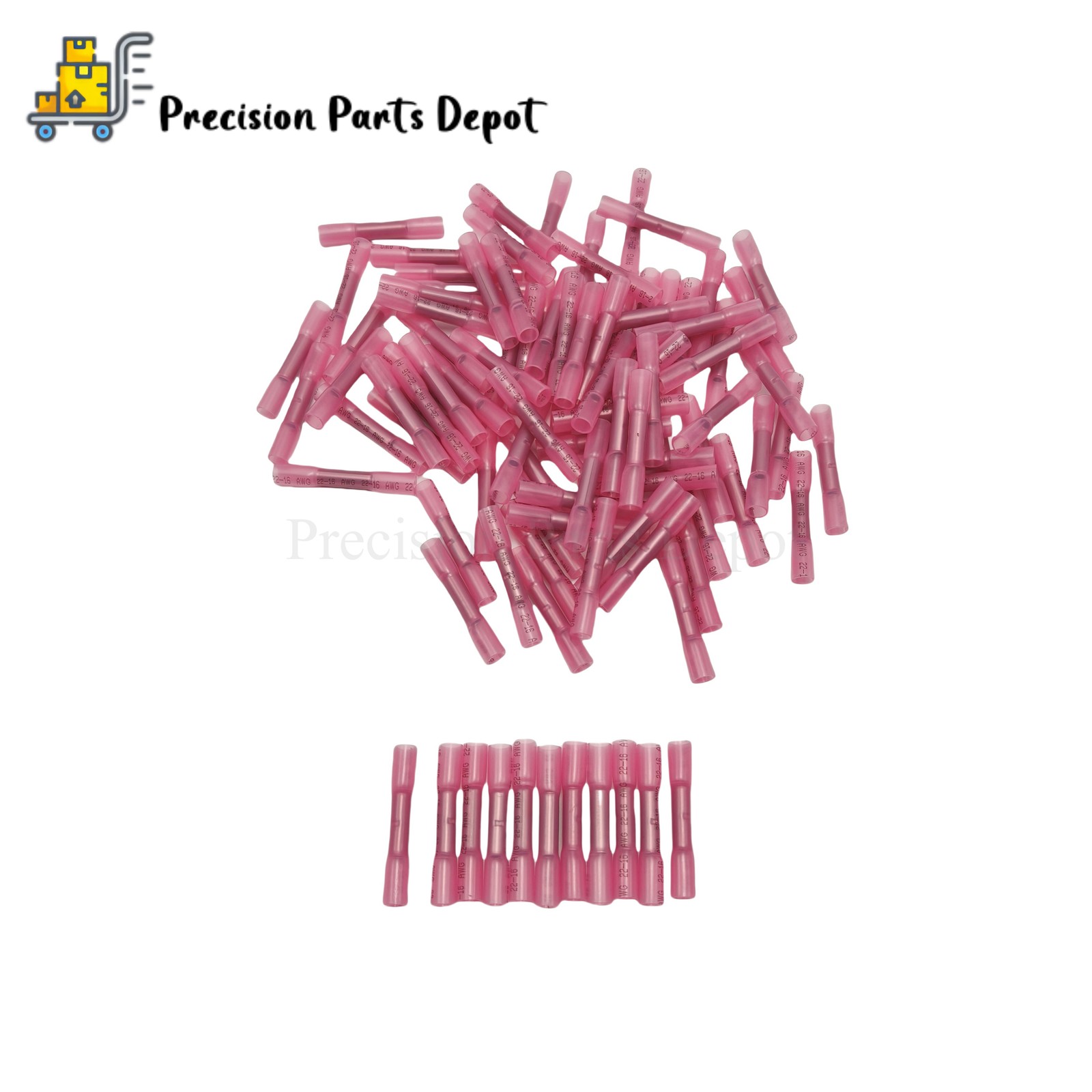 22-16AWG Red Heat Shrink Wire Butt Connectors Waterproof Splice Terminals 100PCS