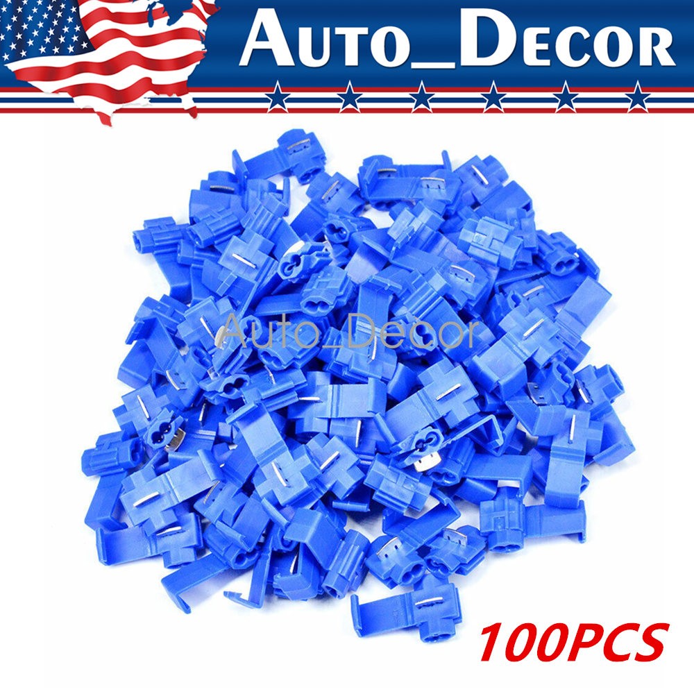 100x Blue Electrical Cable Connectors Quick Splice Lock Wire Terminals Crimp
